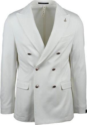Paoloni Technical Fabric Double-Breasted Jacket With Wide Lapels