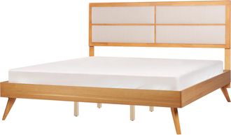 Beliani Beliani - Cama Moderna Con Somier Cabecero Tapizado 180 X 200 Cm Madera De Fresno Marr&oacute;n Poissy