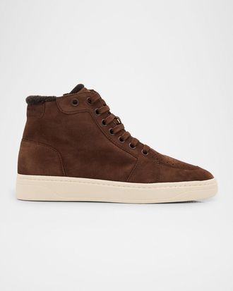 Giuseppe Zanotti Mens GZ 94 Scarpa Suede Shearling-Lined Zip-Up Sneakers