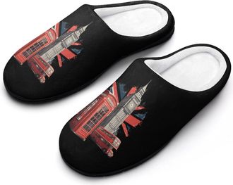 Generic London Bus Union Jack British Telephone Mens Slippers Comfortable And Non-slip Cotton Slipper Shoe for House