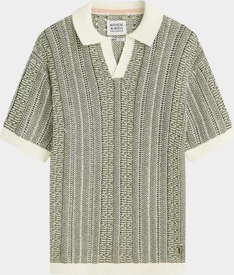 Scotch & Soda Men & apos;s Cable-Knit Johnny Collar Polo Sweater