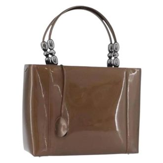 Dior Pre-owned Handbags, female, Brown, Size: ONE SIZE Pre-owned Vintage Patent Leather Hand Bag