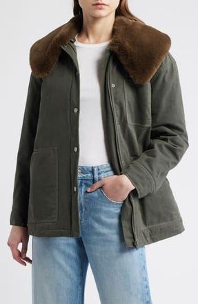 Rails Tessuto Waxed Cotton Jacket with Removable Faux Fur Collar in Umber at Nordstrom Rack, Size X-Small