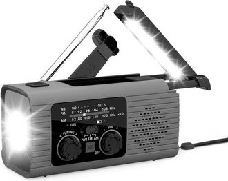 No Brand Radio De Manivela Alimentada Por Energ&iacute;a Solar, Port&aacute;til Am/fm/de Cuerda, Linterna De Supervivencia, Carga Trivalente, Alarma Sos, Ideal Para Aventura