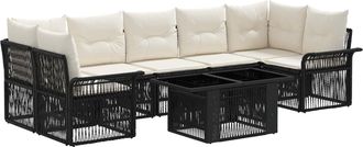 vidaXL Conjunto De Sof&aacute;s De Jard&iacute;n 8 Uds. Negro Y Blanco Crema Vidaxl