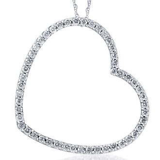 Pompeii3 1ct Real Diamond Large Heart Shape Pendant White Gold