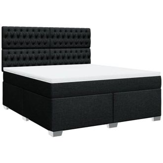 vidaXL Vidaxl - Cama Box Spring Con Colch&oacute;n Tela Negro 180x200 Cm