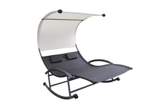 Concept Usine Tumbona doble con toldo negro y crudo