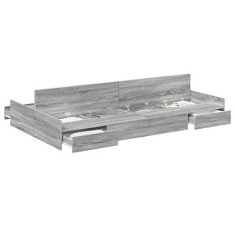 Berkfield Home Storage Bed Frame Grey sonoma 120 x 190 cm Engineered wood