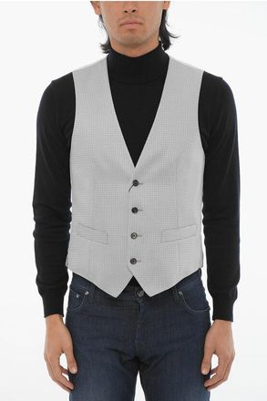 Corneliani CC COLLECTION Wool Blend Waistcoat with Contrasting Buttons size 48