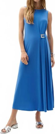 Joseph Ribkoff Drape Side Slit Sleeveless Maxi Dress In Harbor Blue
