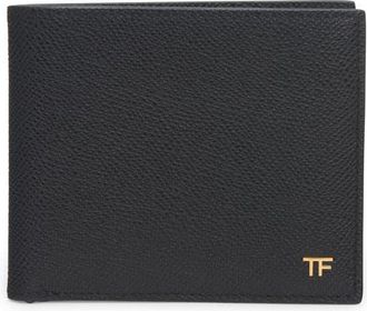 Tom Ford T-Line Small Grain Calfskin Leather Bifold Wallet in Black at Nordstrom