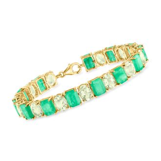 Ross-Simons Emerald and Prasiolite Bracelet in 18kt Gold Over Sterling
