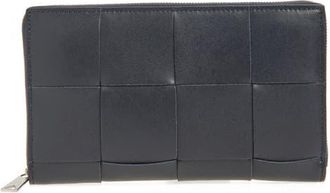 Bottega Veneta Cassette Intrecciato Leather Zip Around Continental Wallet in 4143 Noctur/Blue Roy-Si at Nordstrom