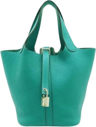 Herm&egrave;s Pre-owned Picotin Lock 18 PM Tote Bag - Dames - Vintage Tas - Groen - ONE Size - Leer - Vintage