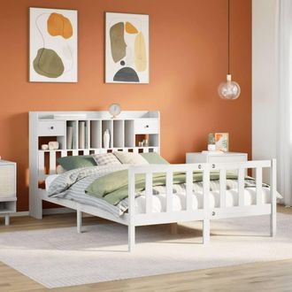 Berkfield Home Bookcase Bed without Mattress White 150x200 cm King Solid Wood Pine