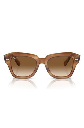 Ray-Ban State Street 49mm Gradient Square Sunglasses in Striped Brown at Nordstrom