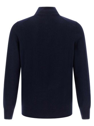 Brunello Cucinelli Half-Zip Cashmere Sweater - Navy
