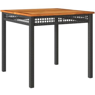 vidaXL Mesa De Jard&iacute;n Rat&aacute;n Sint&eacute;tico Madera Acacia Negro 80x80x75 Cm Vidaxl