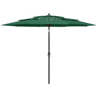 vidaXL Vidaxl - Sombrilla De Jard&iacute;n De 3 Niveles Con Palo De Aluminio Verde 3 M