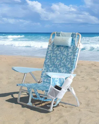 Nautica 5-Position Aluminum Beach Chair With Extra Comfort Cushion Pillow