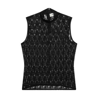 Fendi Dames, Tops, Zwart, Maat: S Leer