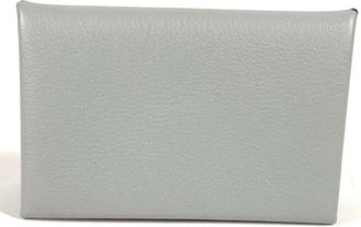 Herm&egrave;s Light Gray Leather Coin Purse/Coin Case (Pre-Owned)