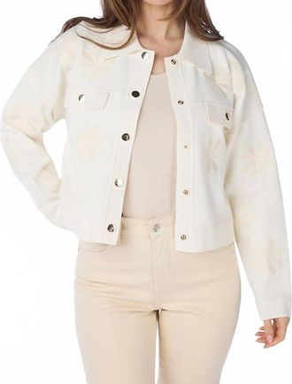 Esqualo Cana Boxy Embroidery Cardigan In Light Sand
