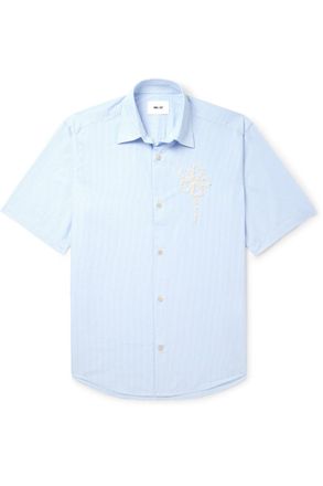 Nn.07 Freddy 5973 Embroidered Striped Cotton-Poplin Shirt