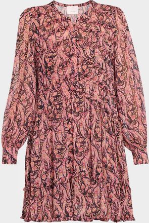 Cinq à Sept Rivie Long-Sleeve Charming Paisley Dress