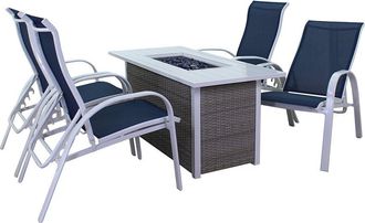 Courtyard Casual Santa Fe 5 Pc Rectangle Fire Pit Set