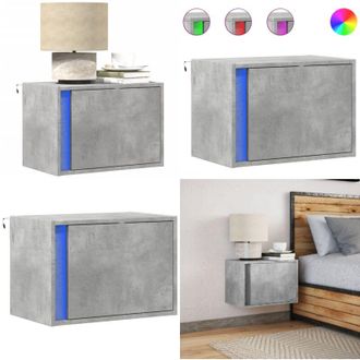 vidaXL Comodino a Parete con Luci LED Grigio Cemento - Luci led - Comodino con luci