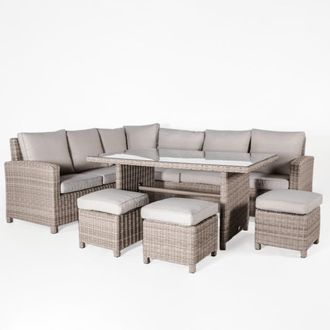 Kactus Republic Conjunto jard&iacute;n MUNICH 7pz, natural, rat&aacute;n sint&eacute;tico, acero galv
