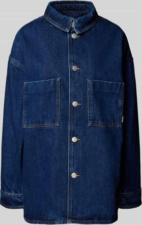 Review Oversized Jeansjacke aus reiner Baumwolle mit Brusttaschen in Dunkelblau, Größe XS