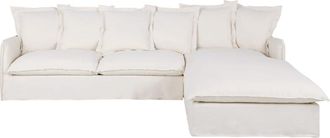 Maisons du monde Sof&aacute; cheslong derecho de 4/5 plazas efecto lino arrugado blanco