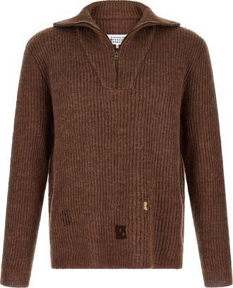 Maison Margiela Brown Linen Mens Cardigan