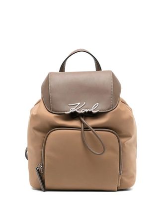 Karl Lagerfeld signature backpack - women - Polyamide/Polyurethane - One Size - Brown