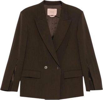 Twinset 262Tp 268A Blazer - Dames - Blazers - Bruin - L - Leer - Jassen
