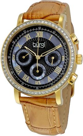 Bürgi Blue Mother of Pearl Dial Beige Leather Ladies Watch BUR087BG