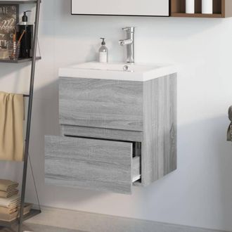 Berkfield Home Sink Cabinet with Built-in Basin Grey Sonoma Engineered Wood