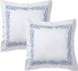 Melange Home Floral Vine Embroidery Set Of 2 Euro Shams