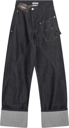 J.W.Anderson Jeans, Dames, Blauw, W24, Katoen, Turn Up Twisted Werkbroek Jeans