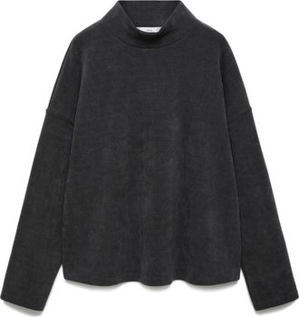 Mango Corduroy Mock Neck Maternity Sweatshirt in Dark Heather Grey at Nordstrom, Size Small