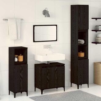 vidaXL Set di mobili per il bagno 3 pcs Nero 30 x 30 x 180 cm - Vidaxl
