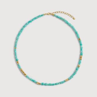 Monica Vinader Gold Amaia Gemstone Beaded Necklace Amazonite