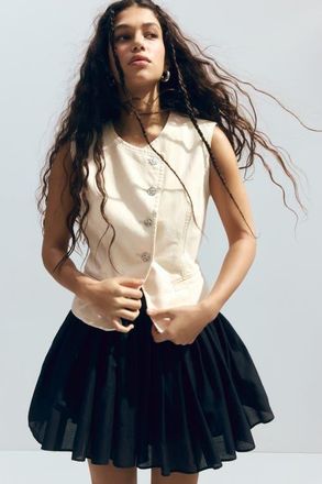 H&M Hammered-button Twill Waistcoat in Cream at Nordstrom, Size Xx-Large