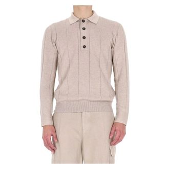Eleventy Round-neck Knitwear, male, Beige, M, Long-sleeve Polo