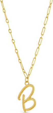 Sterling Forever Textured Initial Charm Pendant Necklace