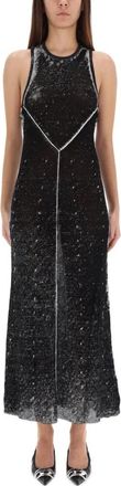 Diesel Asymmetrische Gebreide Jurk - Dames - Casual kleedjes - Zwart - M - Kleedjes