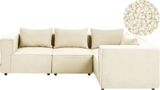 Beliani Sof&aacute; Esquinero Izquierdo Moderno 4 Plazas Modular Tapizado De Boucl&eacute; Blanco Crema Axebo
